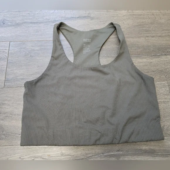 The Girlfriend Collective Sports Crop Top Size Large Green Grey - Picture 1 of 6